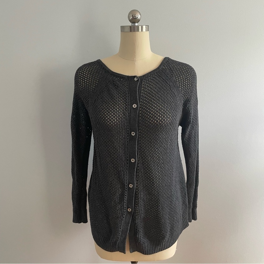 Michael Michael Kors Open Weave Cardigan- Gray- Size Large